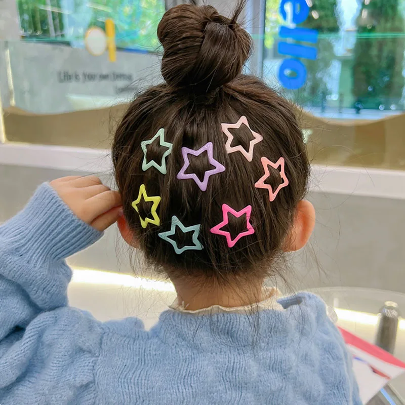10pcs/set Cute Colorful Star Waterdrop Shape Hair Clips For Girls