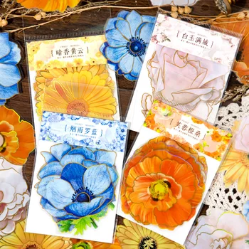 10pcs Large Size Flower Collection Decorative PET Foil Stickers Pack Scrapbooking Material Label Diary Phone Journal Planner
