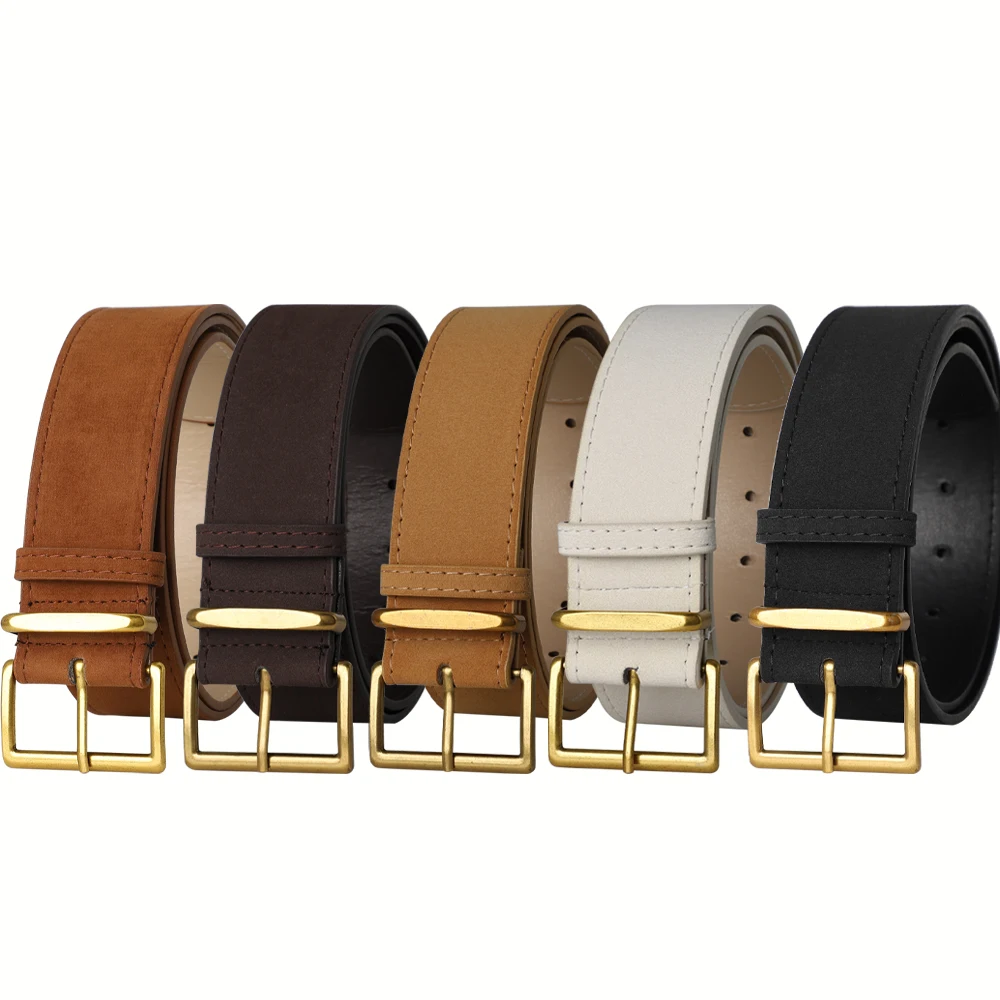 Fashion Luxury Women's High-quality Alloy Pin Buckle Belt Suede Matte Fashionable Versatile Strap For Dresses Jeans Accessory