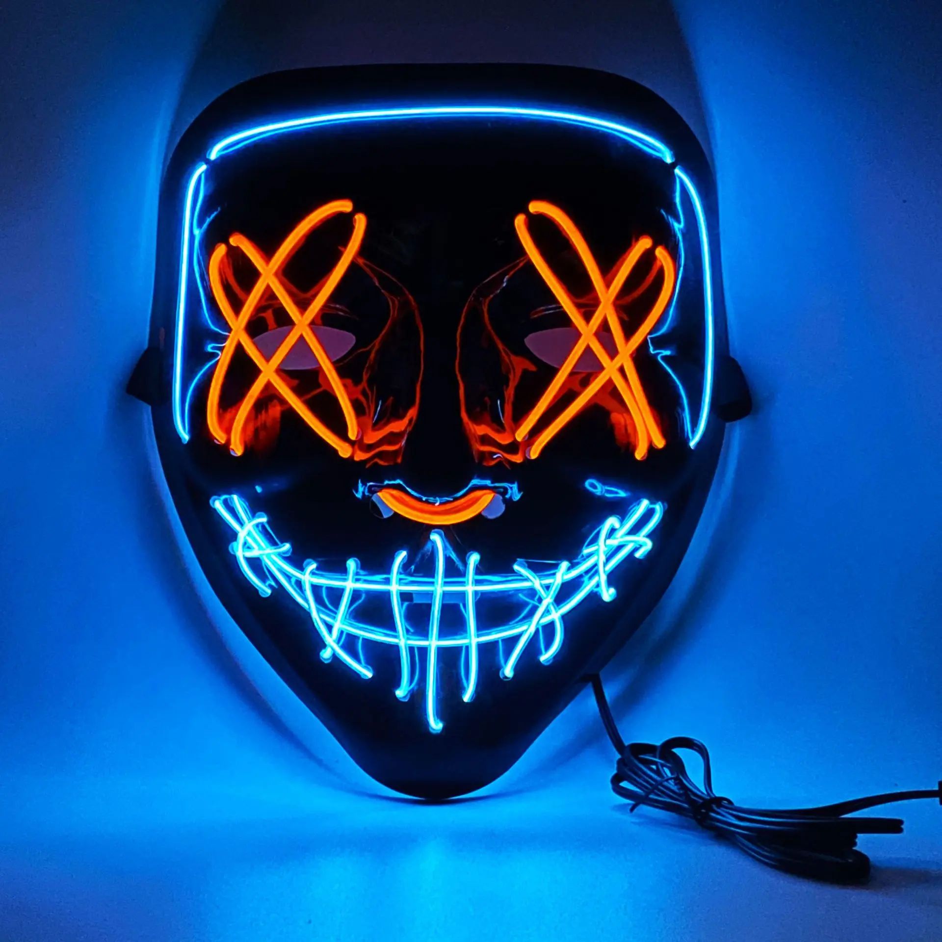 

Led Mask Halloween Mask Mixed Color Party Masque Masquerade Masks Neon Mask Light Glow In The Dark Horror Mask Glowing Mask