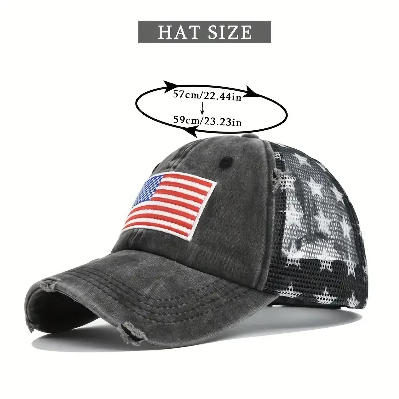 남녀공용 미국 국기 자수 메쉬 모자, 5 점 모자, 야구 모자, 햇빛가리개 통기성 스냅백 모자, 아빠용 여름 모자, 신제품