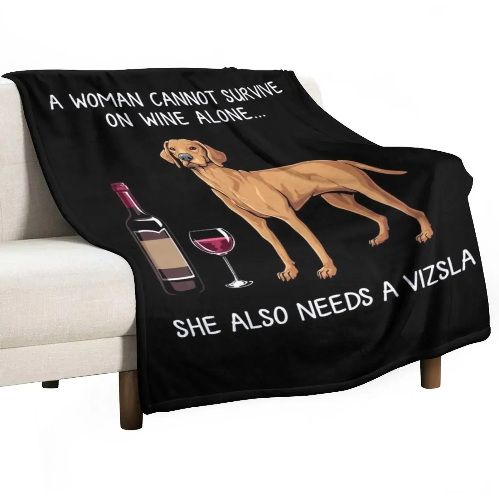 

Vizsla and wine Funny dog Throw Blanket blankets ands Plush Blankets