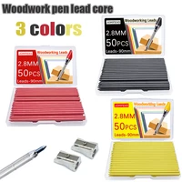 Three color 2.8mm woodworking pencil lead, 50 large capacity, with 2B sharpening knife for marking and drawing 1