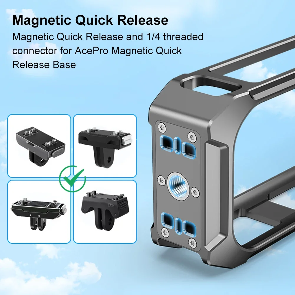 Protective Frame Aluminum Alloy Protective Case Magnetic Quick Release Action Camera Frame for Insta360 X5 Action Camera