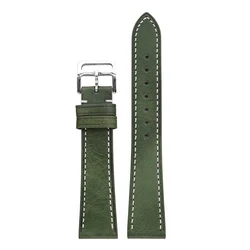 Premium Genuine Leather Quick Release Watch Strap - Oil Wax Finish Bracelet Band Accessories - 22mm (Green)