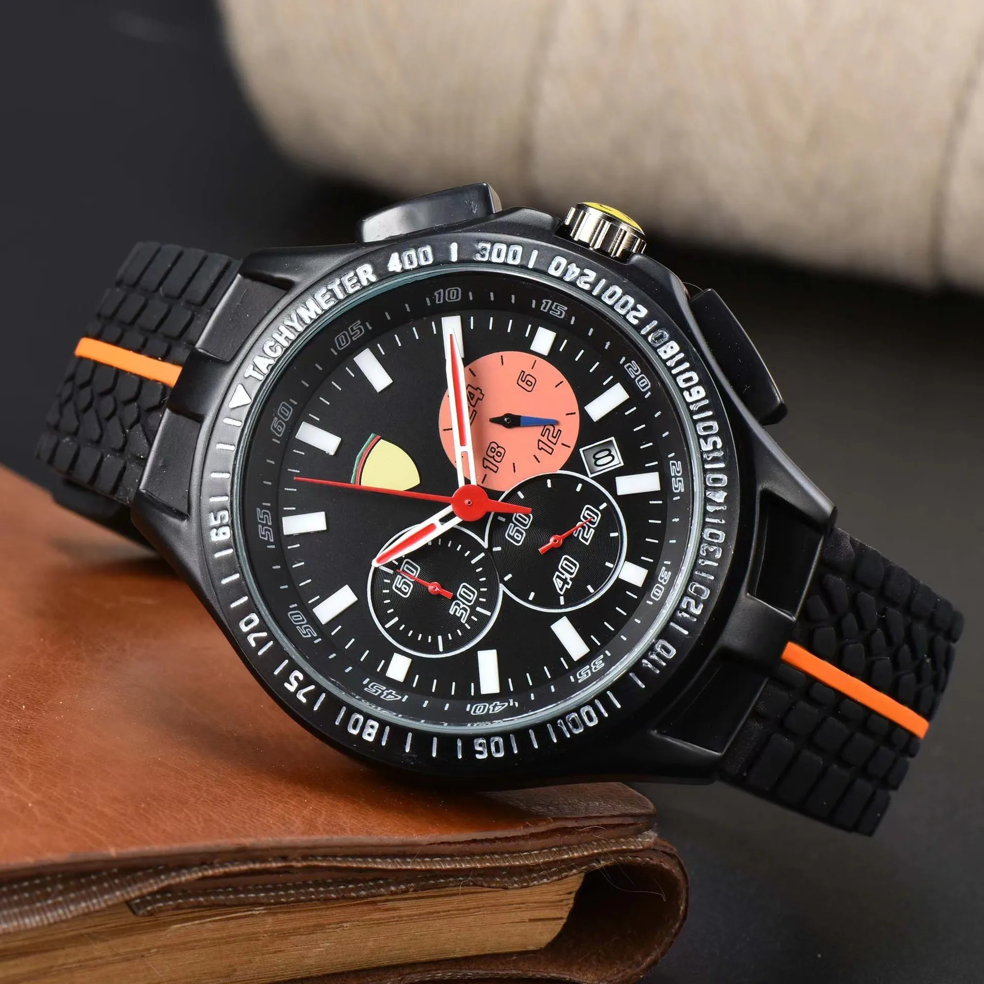 

New Original Brand Quartz Ferrari Watches for Men Fashion Classic Square Multifunction Sports Watch Date Chronograph AAA Clock