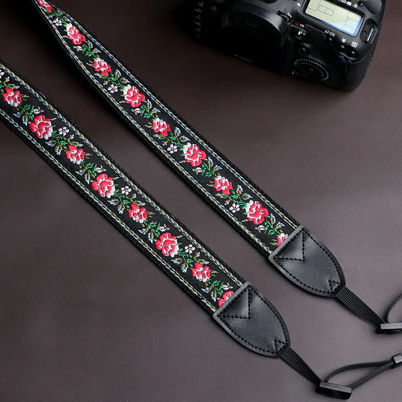 자수 에스닉 스타일 카메라 스트랩 DSLR 미러리스 디지털 사진용 교체 가능한 숄더 스트랩 크로스바디 넥 스트랩