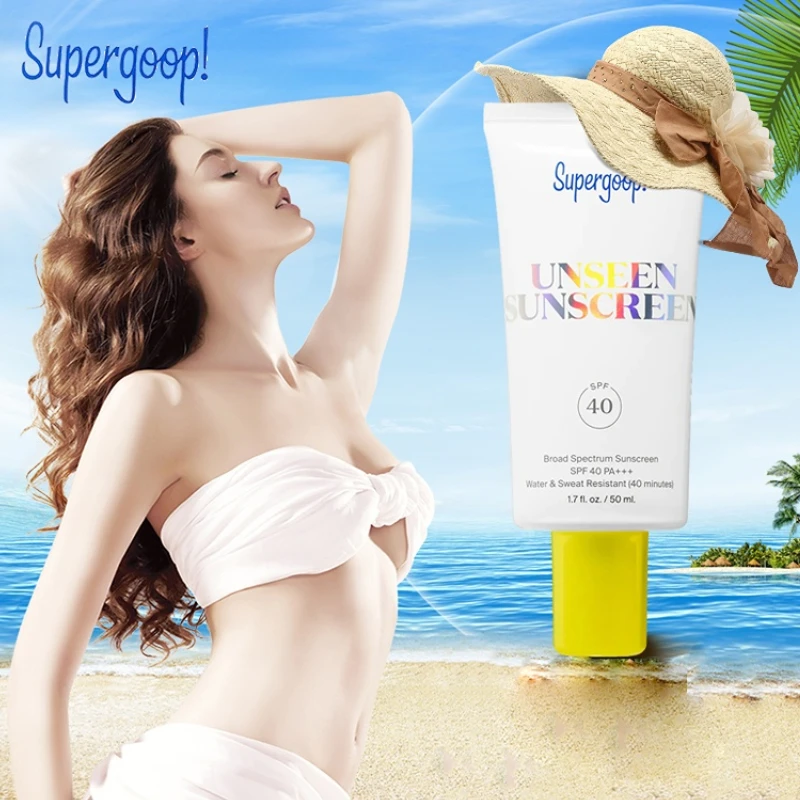 Supergoop Unseen Sunscreen Broad Spectrum Glowscreen Body Sunscreen SPF40 UV Protector Face Primer Base Cosmetic 50ml sun stick sunscreen