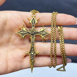 Gothic Double - Sided Cross Pendant Necklace - Niche Design Hip Hop Retro Punk Accessory - 50cm (Gold - color)