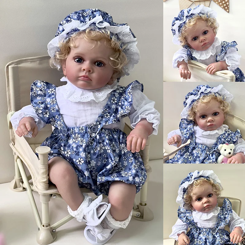 

60cm Tutti Reborn Huge Baby Girl Touch Soft with Rooted Blone Curly Hair High Quality Muñeca Reborn Bebe Already Baby