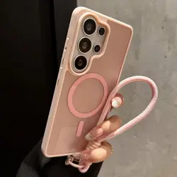 Ultra Matte Lanyard Shockproof Phone Case with Magsafe Compatibility - Galaxy A35 4G (Pink GS)