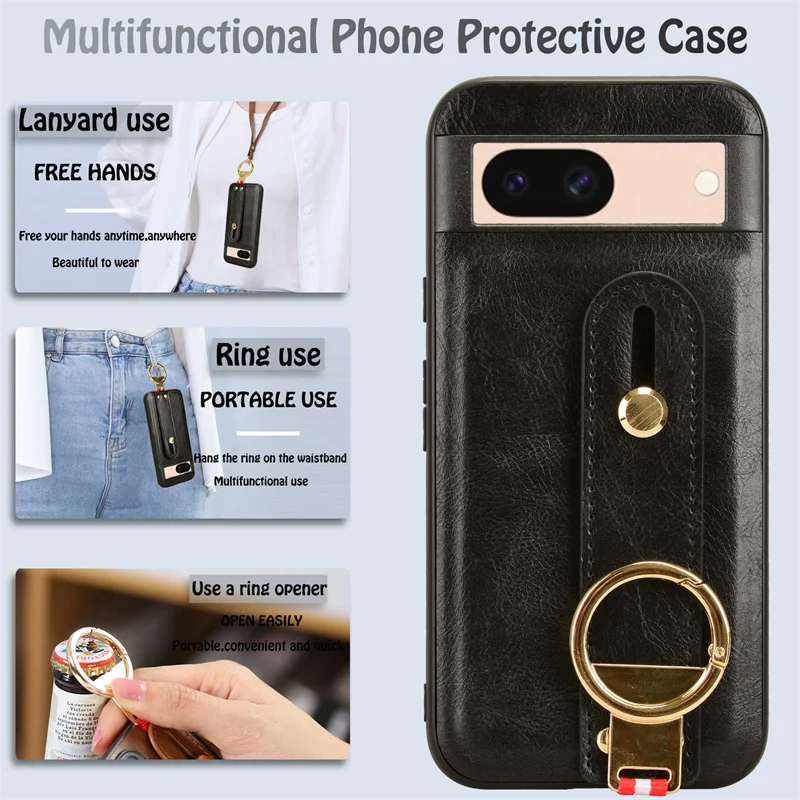 Luxury Leather Wristband Stand Case with Ring Opener