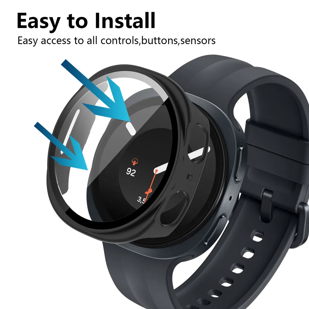 2-in-1 PC Hard Case with Tempered Glass Screen Protector for Watch – 40mm & 44mm