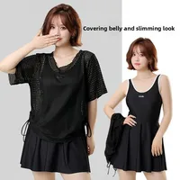 Plus Size One Piece Swimsuit for Women Conservative Hot Spring Vacation Dress Style Swimming Costume Big Size Bathing Suit