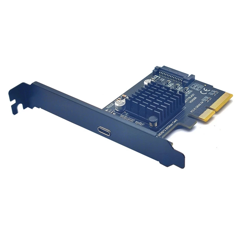 

NEW-USB 3.2 PCI Express Expansion Card PCI-E 4X To USB3.2 Gen2 X2 Type-C 20Gbps SATA Powered Asmedia ASM3242 Chip