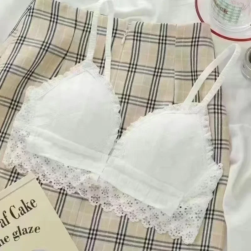2024New Front Button Underwear Women Small Chest Gathering Without Underwire Big Chest Small Gathering Bra Thin French Bra Women