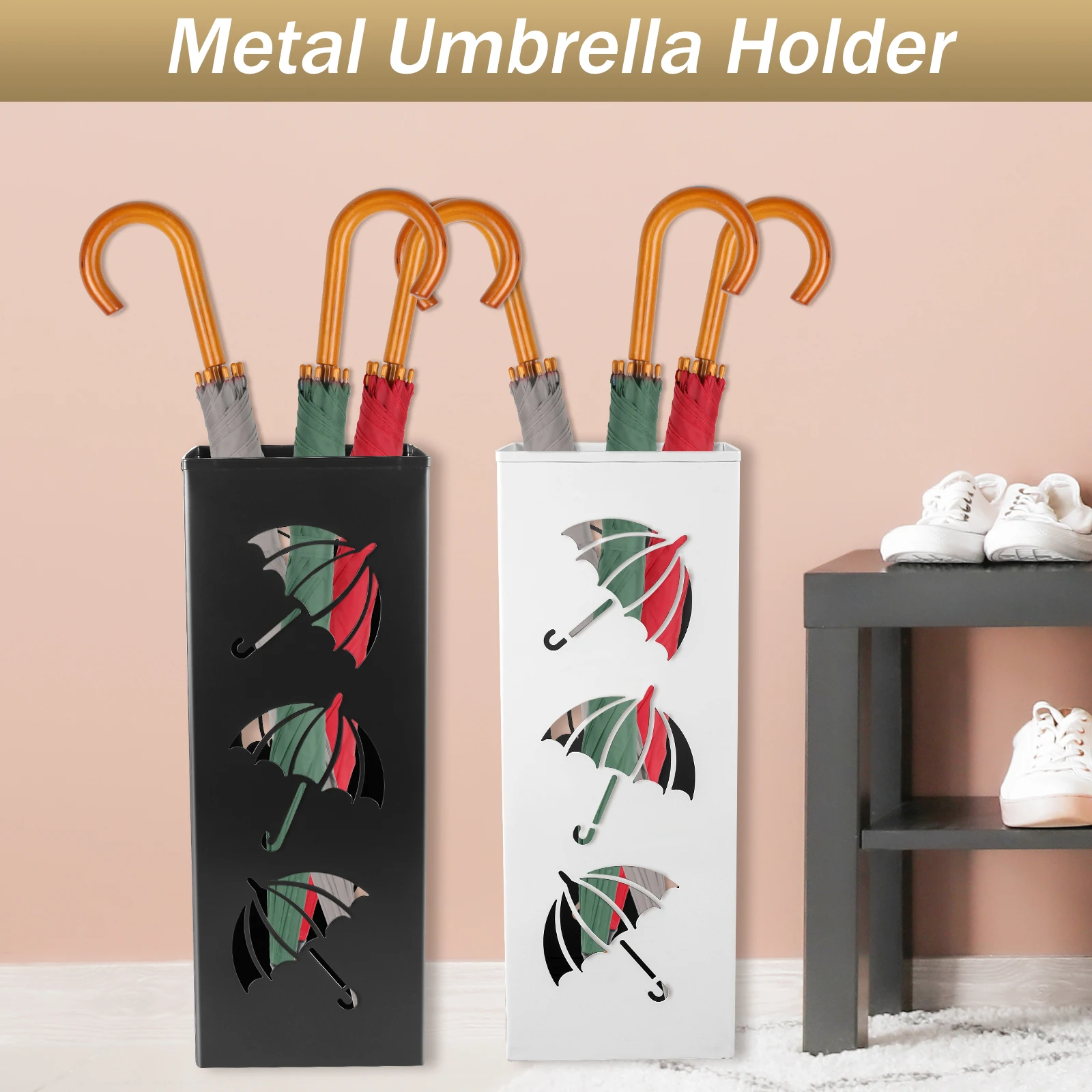 Umbrella Holder Metal Umbrella Holder Free Standing Umbrella Stand Rack Decorative Holder Bin Multipurpose Walking Sticks