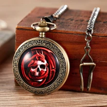 

Retro Pendant Skeleton Necklace Quartz Pocket Watch Open Face Unique Arabic Numerals Display Pendant Fashion Chain Dropshipping