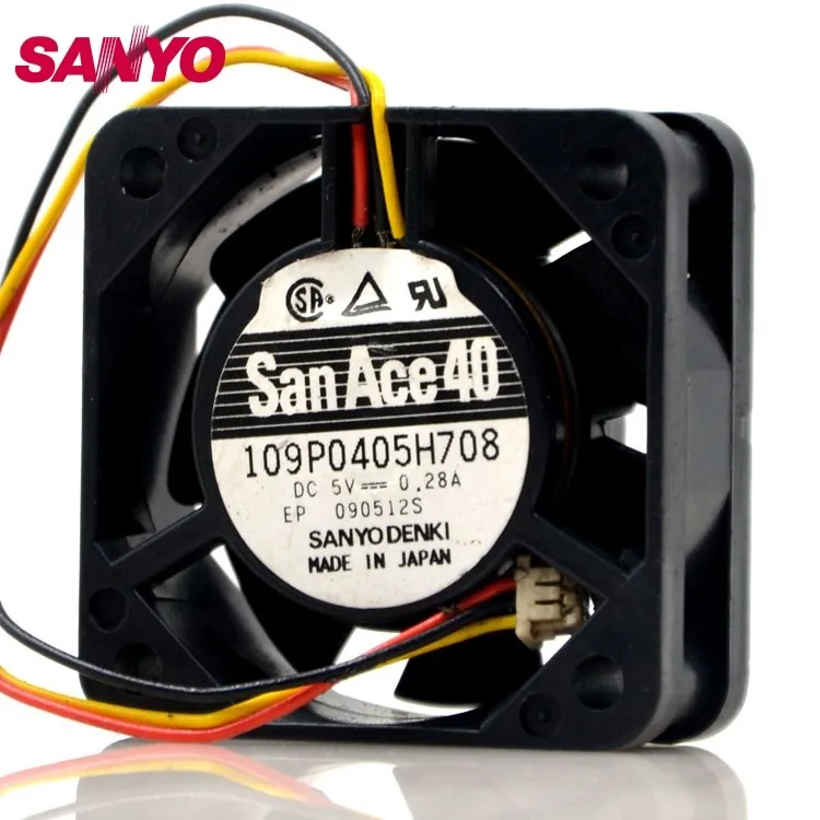 

Для SANYO 109P0405H708 DC 5V 0.28A 3-проводной 40 мм, 40x40x15 мм серверный квадратный охлаждающий вентилятор