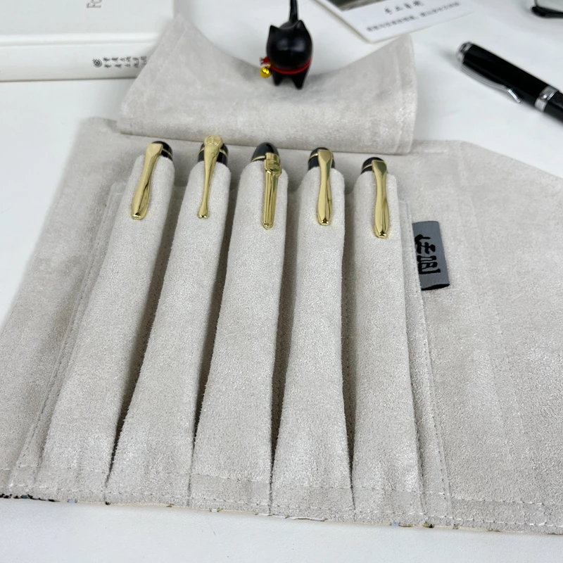 레트로 중국풍 펜 커튼 수제 펜 가방 대용량 펜 가방 5+1팩 노란 구름 크레인 롤 필통