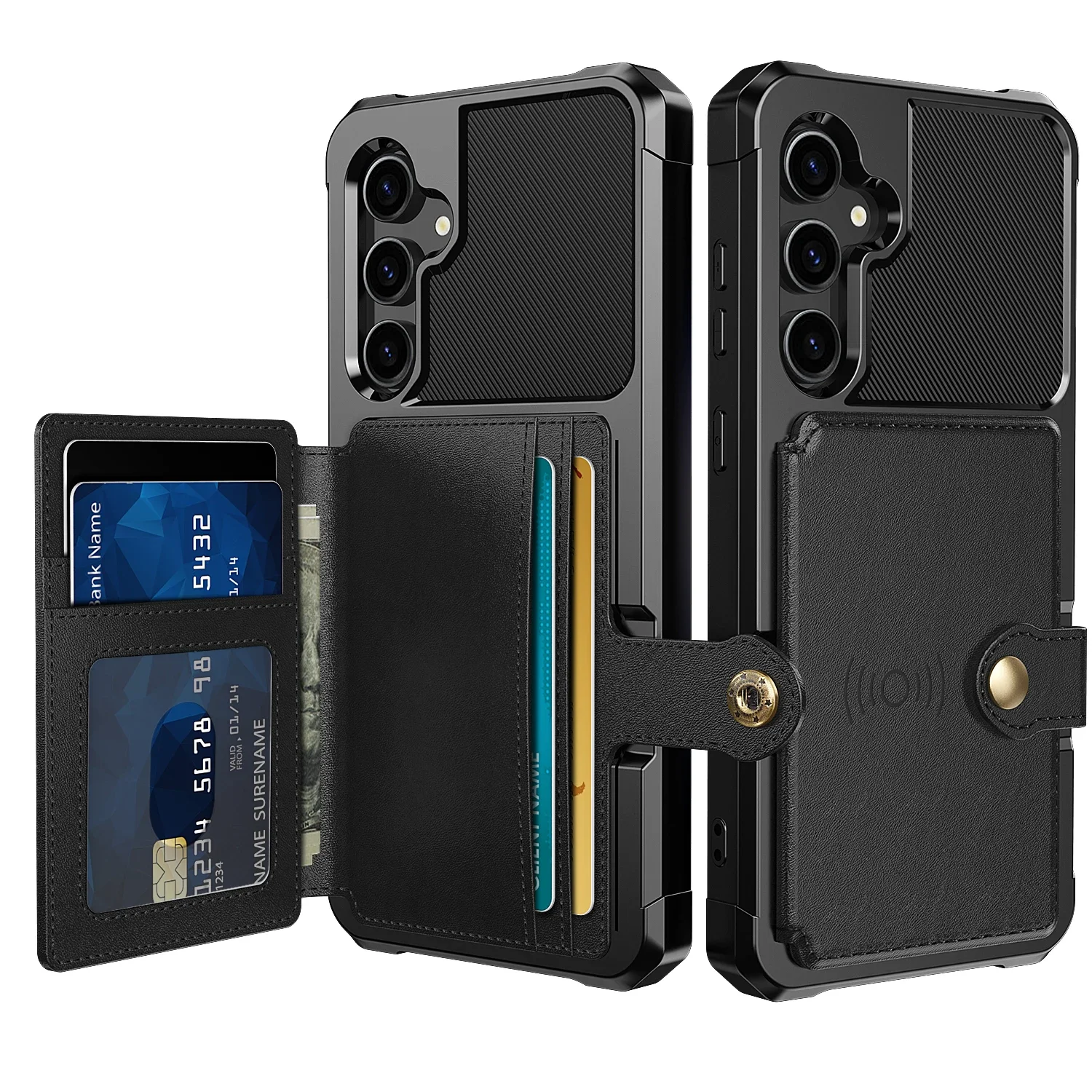 Magnetic Leather Wallet Case with Card Slot - Premium Pocket Pouch Cover in Sleek Design