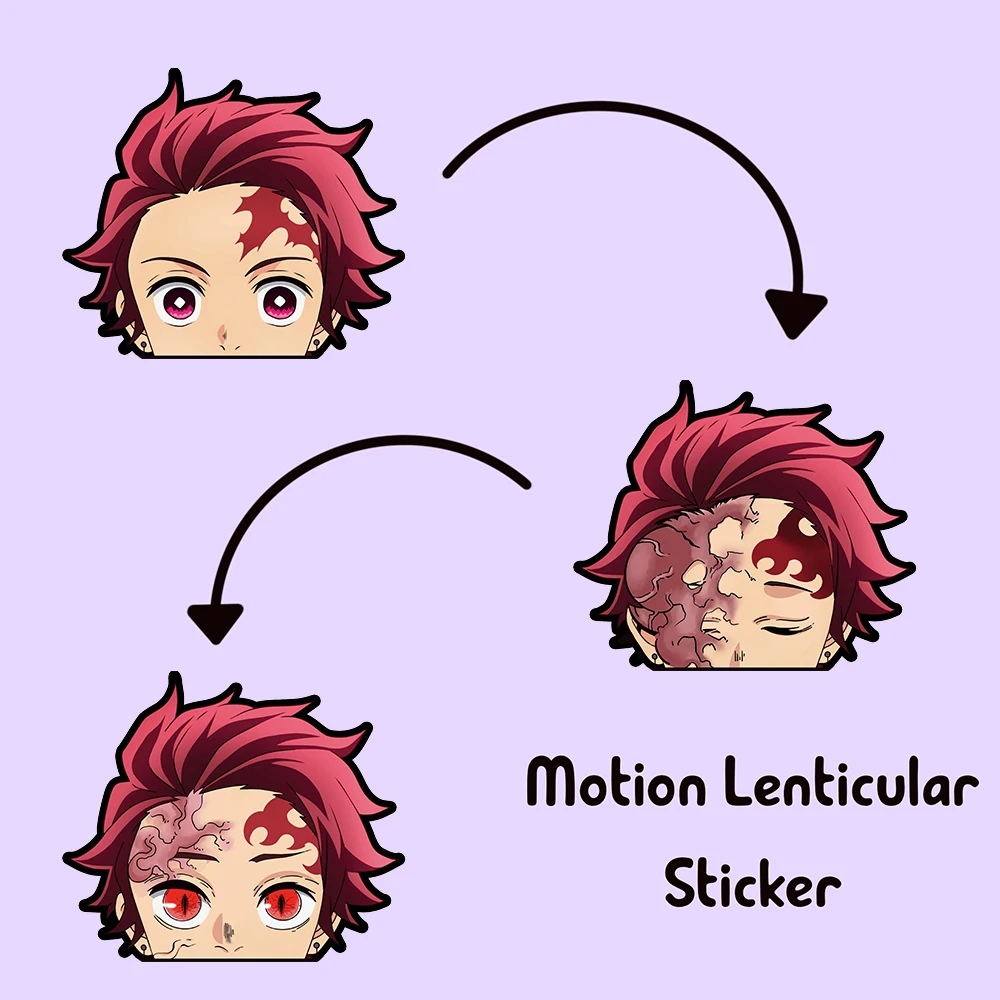 Tanjirou Peeker Refrigerator Sticker Demon Slayer Kimetsu No Yaiba Motion Sticker Waterproof Decals for Cars,Laptop,Etc Gift