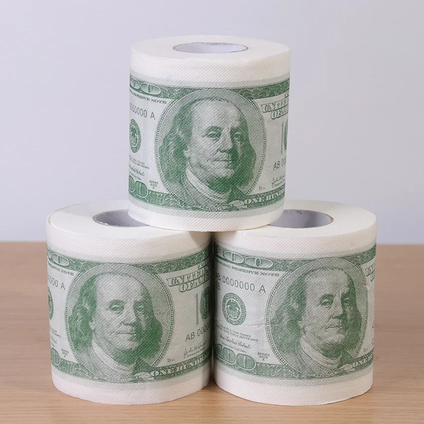 1 Roll Home Supplies Wood Pulp One Hundred Dollars Printed Rolling Paper Funny Toilet Paper Humor Toilet Novelty Gift