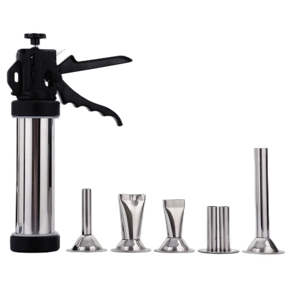 Sausage Stuffer Stainless Steel Small Sausage Tool Fast Sausage Filling 1.5lbs with 5 Nozzles BBQ Kitchen Tool For Household Use Or Commercial