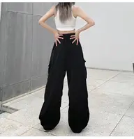 2025 Cargo Pants Women Retro Workwear Casual Baggy Straight Trousers Fashion Wide Leg Pockets Joggers Trousers Y2k Streetwear - Image 3