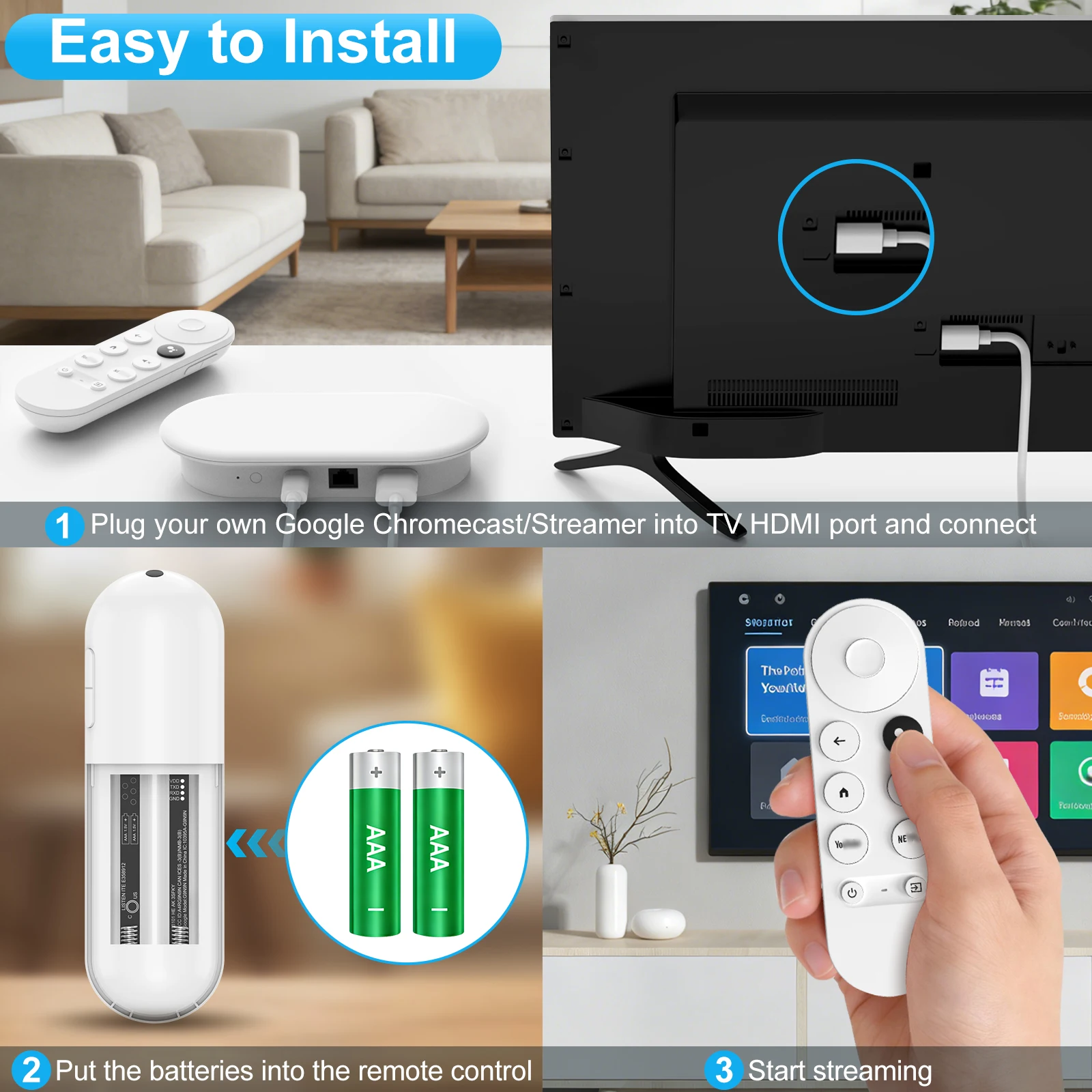 Universal Voice-Control Replacement Remote for Google Chromecast and TV Streaming Devices