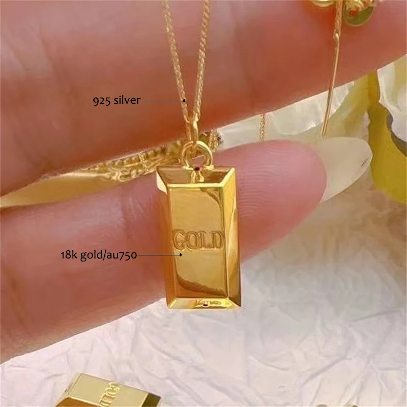 18k/Au750 ペンダント Authentic AU750 Real Gold 18K Be Rich Bricks Pendant