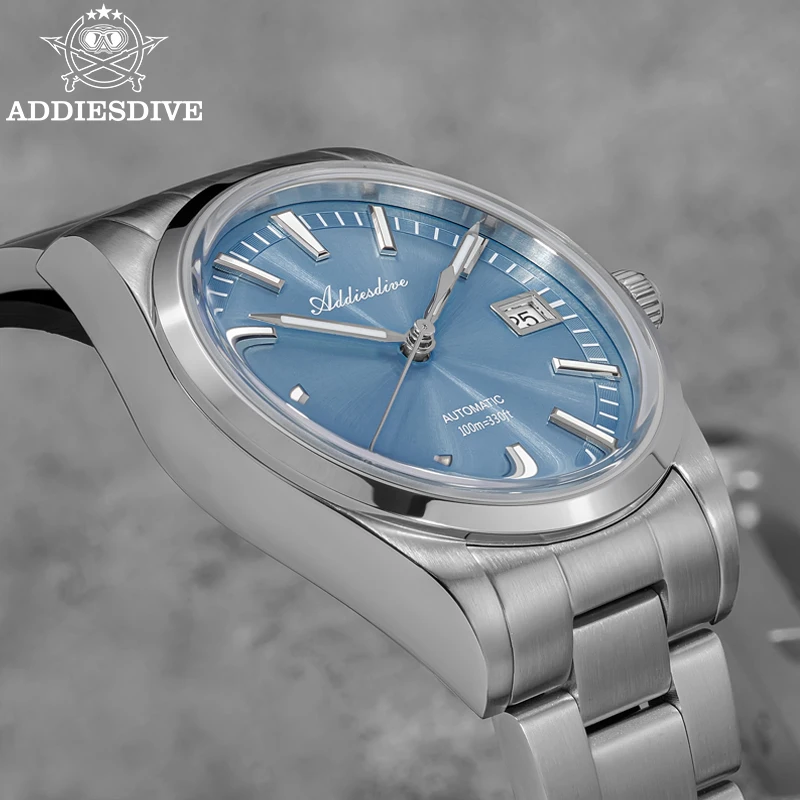 ADDIESDIVE Luxury Mechanical Watches Bubble Mirror Glass AR Coated Dome Automatic Watch Luminous Waterproof WristWatch AD2077