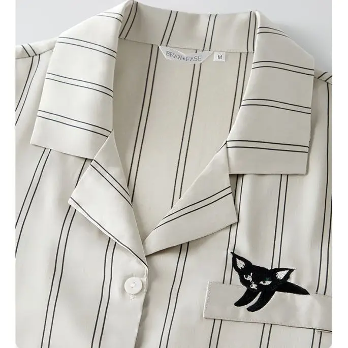 2022 Couple Silk Pajamas Loungewear Pijamas Spring and Autumn Men's Sleepwear Pyjamas Women Luxury Clothes Stripe Design