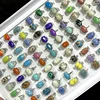 20Pcs Fashion Pretty Multicolor Mixed Color Natural Stone Silver Plated Ring For Women Jewelry Bulks Rings Lots LR4211 1