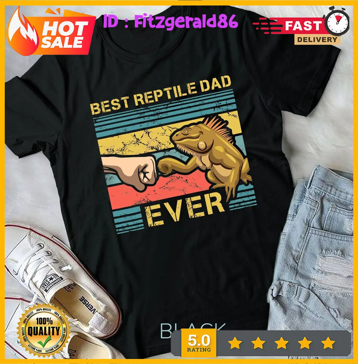 T-Shirt Unisex Da Uomo Iguana Dad Divertente Iguana Lizard Padre Rettile Animale