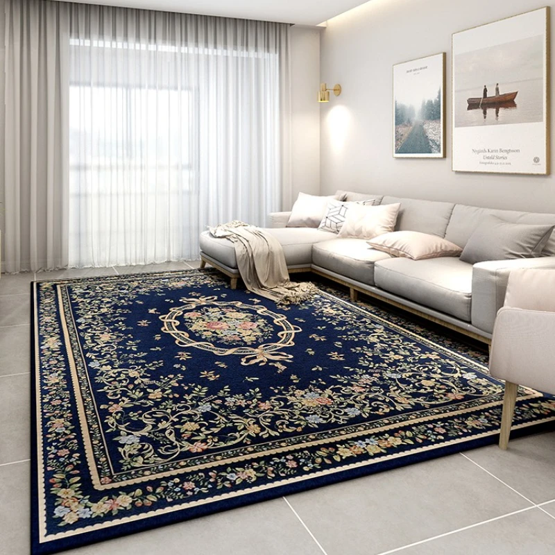 Living Room Carpets American Flower Print Light Luxury Soft Coffee Table Rug Large Area Fluffy Bedroom Bedside Mat Alfombra 양탄자 4