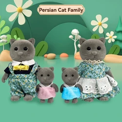 Woodland Animal Dollhouse Furniture Set - Miniature Bedroom, Kitchen, and Bathroom Accessories (Persian Cat Family)