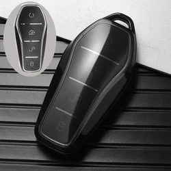 Premium Transparent TPU Car Key Case - 4 Button Remote Protection Cover (Transparent Black)