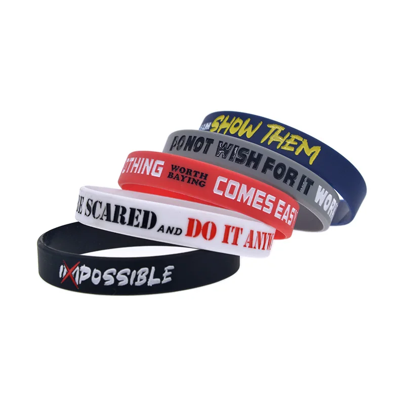 Inspirational Quotes Silicone Bracelet No Gender Wristband Do Not Wish for It Work for It Bangle 5 Colors 1 PC