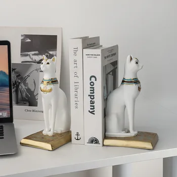 Vintage Creative Egyptian Cat Book Backrest Ornaments Creative Wine Cabinet Gateway Resin Crafts Living Room Decoration