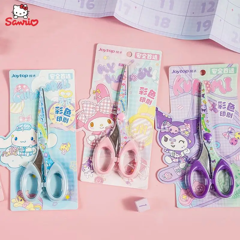 

Kawaii Sanrios Hello Kitty Cinnamoroll Kuromi Cartoon Cute Students Handmade Paper Cutting Stationery Office Small Scissors Gift