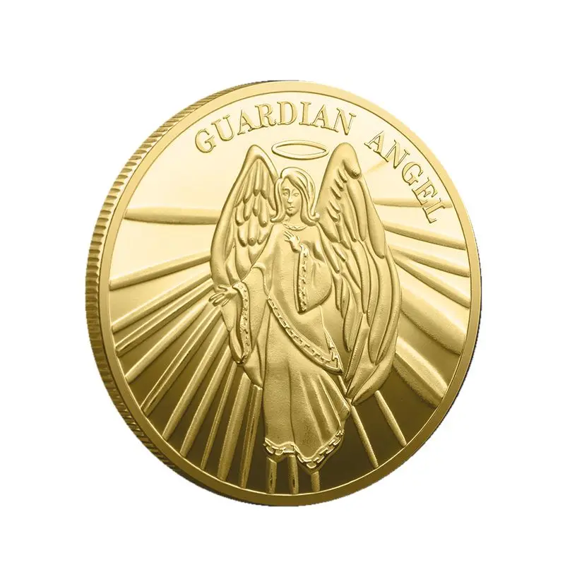 Guardian Angel Decoration Commemorative Coins Lucky People Collect Gold Coins Metal Craft Decoration Coins
