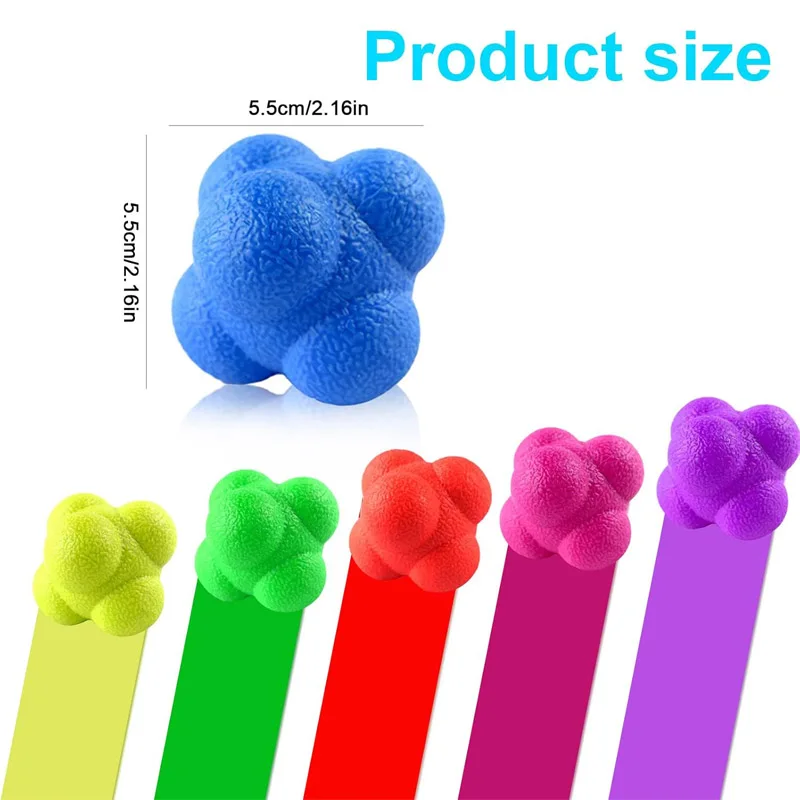 5PCS Sports Reaction Ball Agility Reflex Speed Training Hand Eye Coordination Stress Relief Fidget Sensory Toys For Kids Adults
