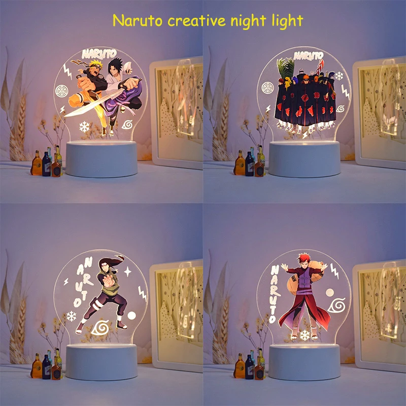 

New Naruto Uchiha Sasuke Uzumaki Naruto Hatake Kakashi Night Light Kawaii Desktop Ornaments Multicolor Ambient Light Child Gift