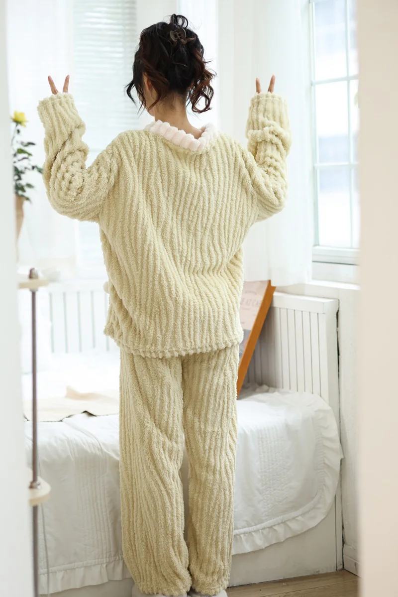 Cotton Pajama Set 2PCS/Set Pregnant Women Winter Flannel Nursing