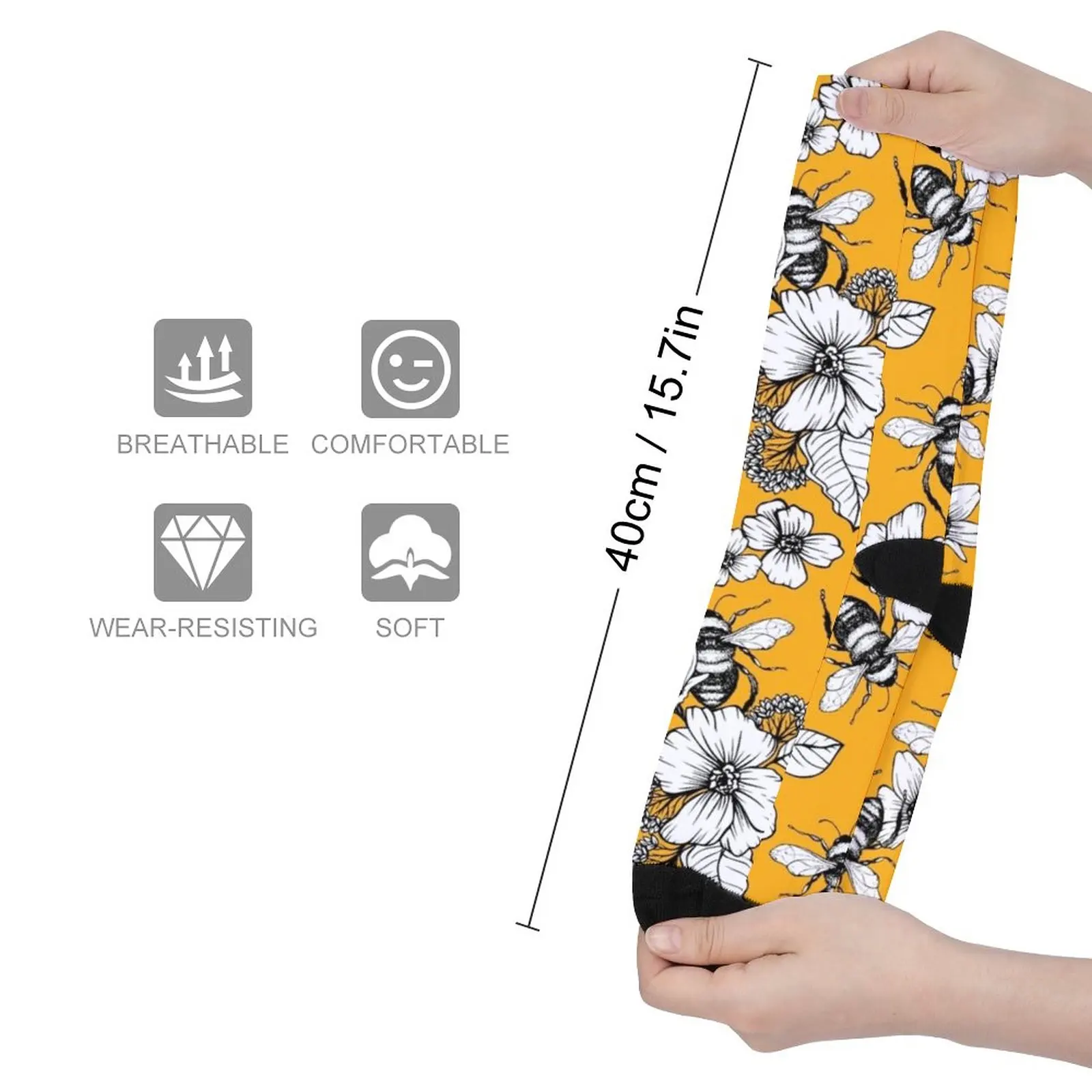 Vintage Honey Bee Seamless Pattern Socks non-slip soccer socks happy socks compression socks men Heating sock