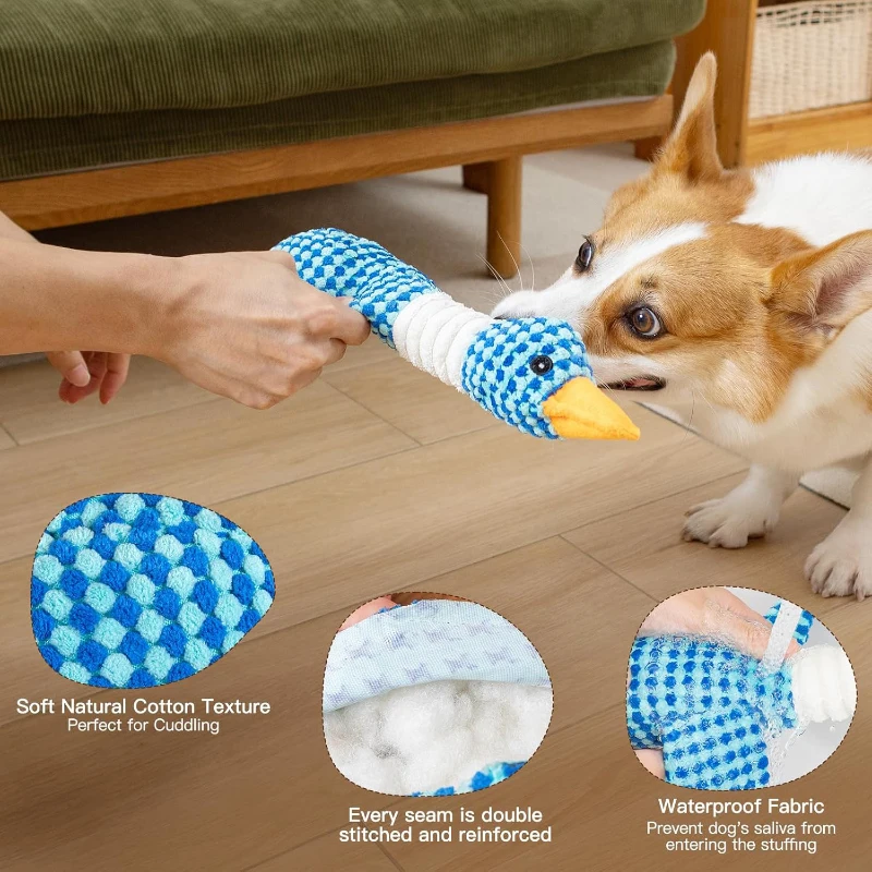 Plush Goose Dog Toy - Chew  Squeak Toy for Small to Large Dogs and Cats