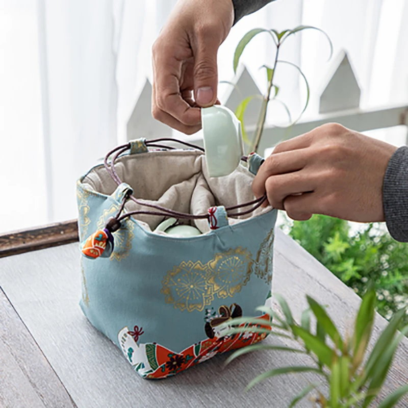 Multifunctional Outdoor Travel Teaware Storage Bag Pouch Portable 1/2 Pot 2/4 Cup Teapot Teacup Package Cloth Bag Tea Set Cozies