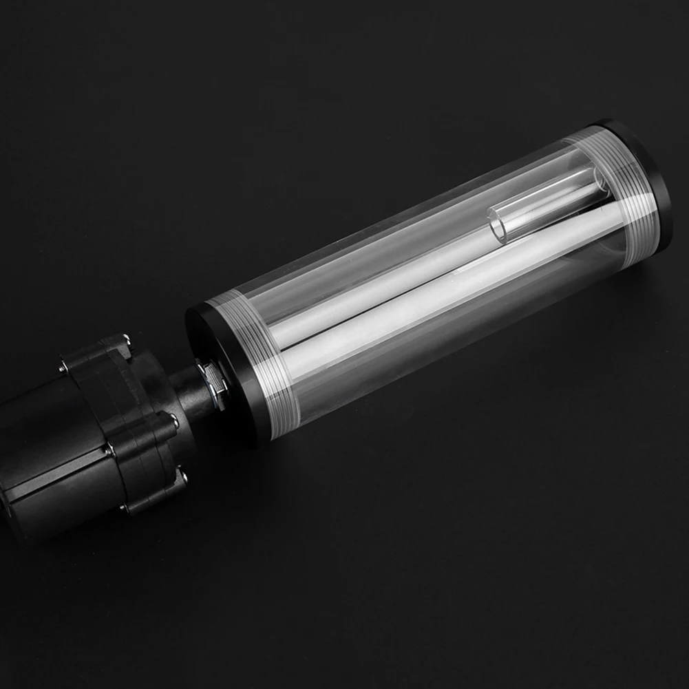 Serbatoio Di Raffreddamento Ad Acqua Fai-da-Te Per PC – Cilindro In Acrilico Con Pompa Integrata 19W, Attacchi G1/4 – Dimensioni 160mm, Cristallino