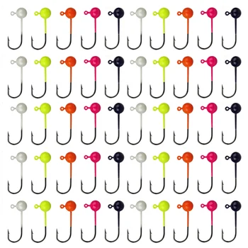 50pcs Barbed Jig Head Fishing Hooks Set 1